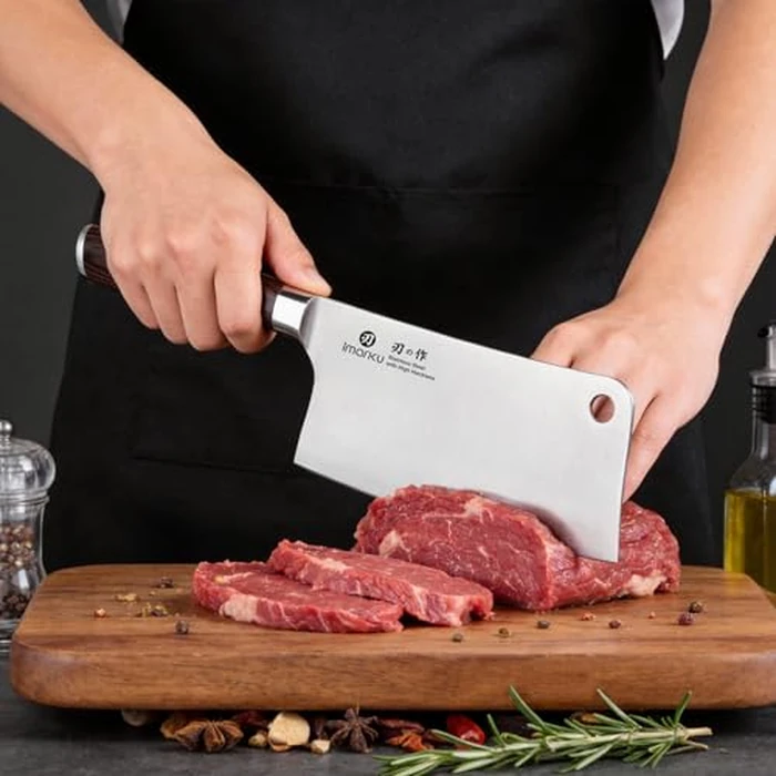 imarku Cleaver Knife 7 Inch Meat Cleaver, Japanese High Carbon Stainless Steel Butcher Knife with Ergonomic Handle, Ultra Sharp Chopping Knife, Kitchen Gadgets for Home/Restaurant, Mothers Day Gifts by imarku - Image 6