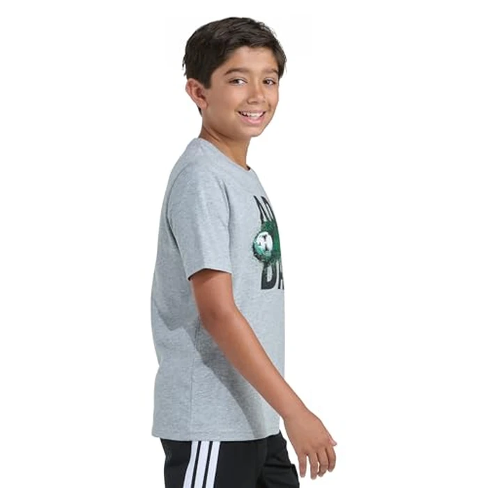 adidas Boys Short Sleeve Stunner Outfield Tee, Medium Grey Heather, M(10/12) by adidas - Image 2