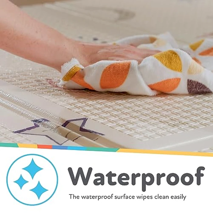 Nuby Reversible Baby Floor Mat - Foldable and Lightweight Foam Infant Play Mat - 77" x 58" - Easy Storage and Travel - Car Tracks/Alphabet by Nuby - Image 4