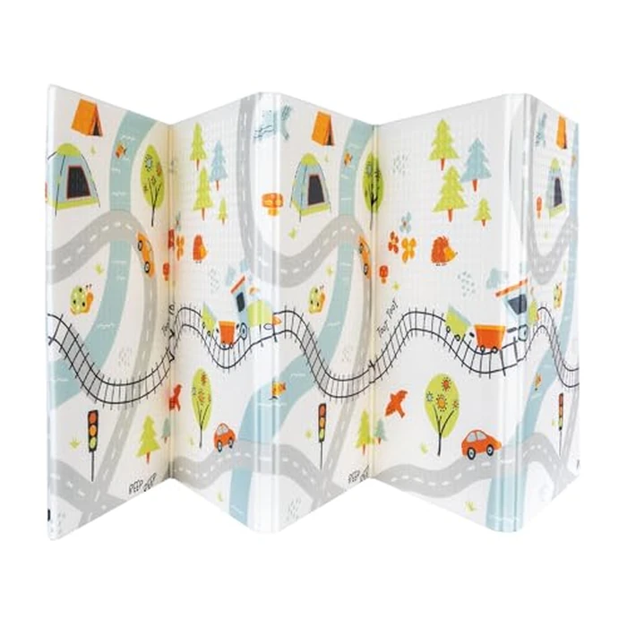 Nuby Reversible Baby Floor Mat - Foldable and Lightweight Foam Infant Play Mat - 77" x 58" - Easy Storage and Travel - Car Tracks/Alphabet by Nuby - Image 9