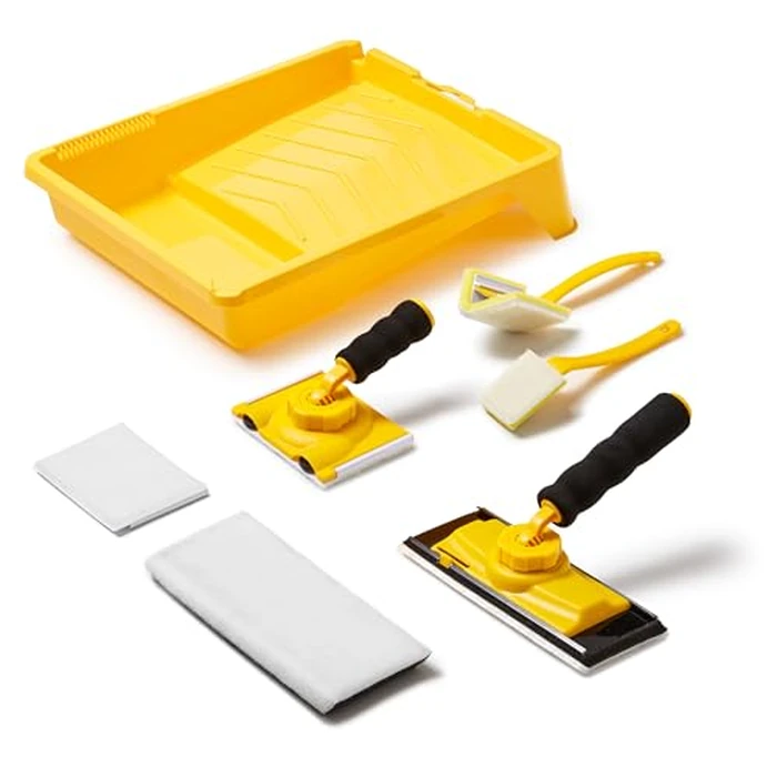 VOOMEY Paint Edger Tool Kit, 9 Inch Paint Pad Set, 7 PCS Paint Edger with Trim, Touch-Up Pad,Corner Wall and Ceiling Pad Painter,360 degrees Rotation Handle Paint Edger Trimmer with Refill Pads by Voomey - Image 1