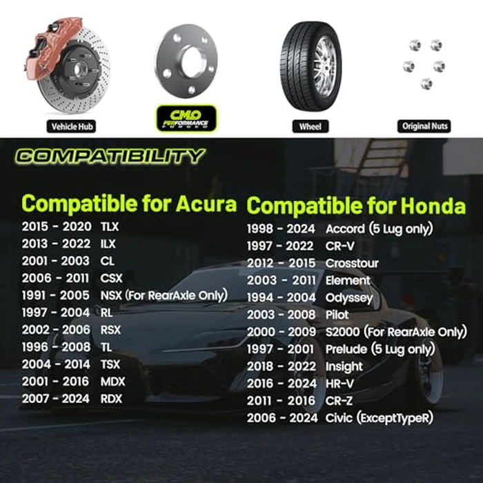 Customadeonly 5x114.3 Wheel Spacers for RSX RL CL TL Prelude CRV CR-Z MDx Pilot S2000 NSX Accord Element TSx, Hubcentric with Lip, 64.1mm Bore (10mm Thick 2pcs) Extended Studs Required by Customadeonly - Image 2