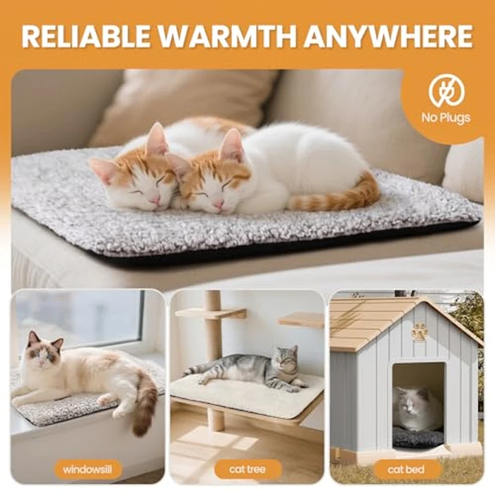 Self Warming Cat Bed Self Heating Cat Dog Mat 24 x 18 inch Extra Warm Thermal Pet Pad for Indoor Outdoor Pets with Removable Cover Non-Slip Bottom Washable Non Electric by Mora Pets - Image 6