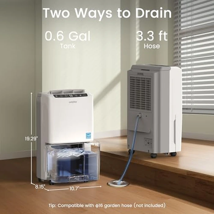 Waykar 2,000 Sq. Ft Energy Star Dehumidifier for Home and Basements, with Auto or Manual Drainage, 0.6 Gal Water Tank Capacity by Waykar - Image 6
