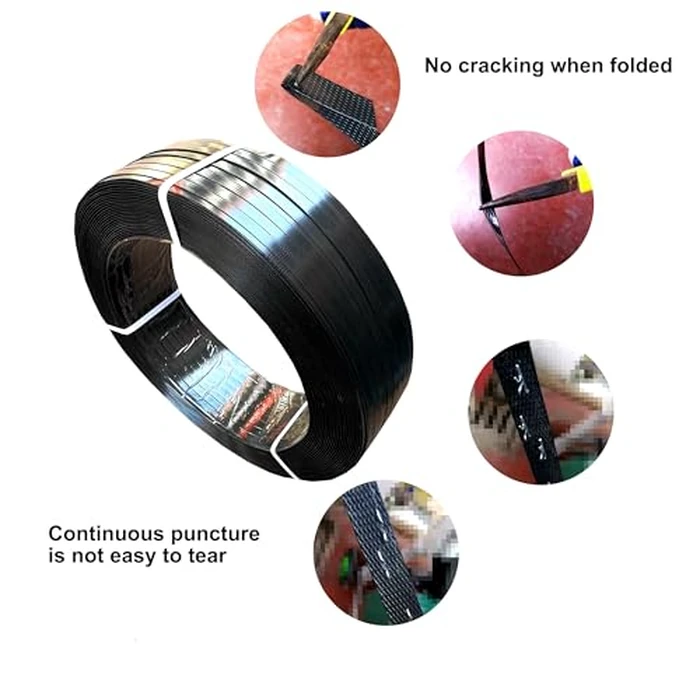 Packaging Strapping Banding Coil 1000ft x5/8’’x 0.035" PET Strapping Roll 1500lb Heavy Duty Industrial Strength Rust-Resistant Black Plasitc Polyester Pallet Strapping & 100 Buckles by XUDAUP - Image 7