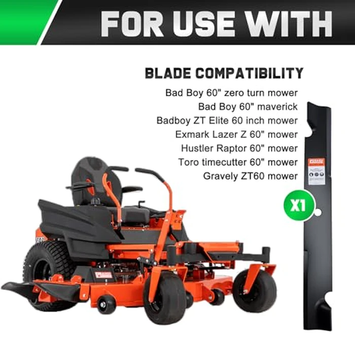 Grasscool 60 inch Maverick Zero Turn Mower Blades Compatible with Bad Boy ZT Elite Exmark Lazer Z Toro 60" Lawnmower Replace for 038-2007-00 038-6050-00 038-6060-00 (Circle Hole) by Grasscool - Image 2