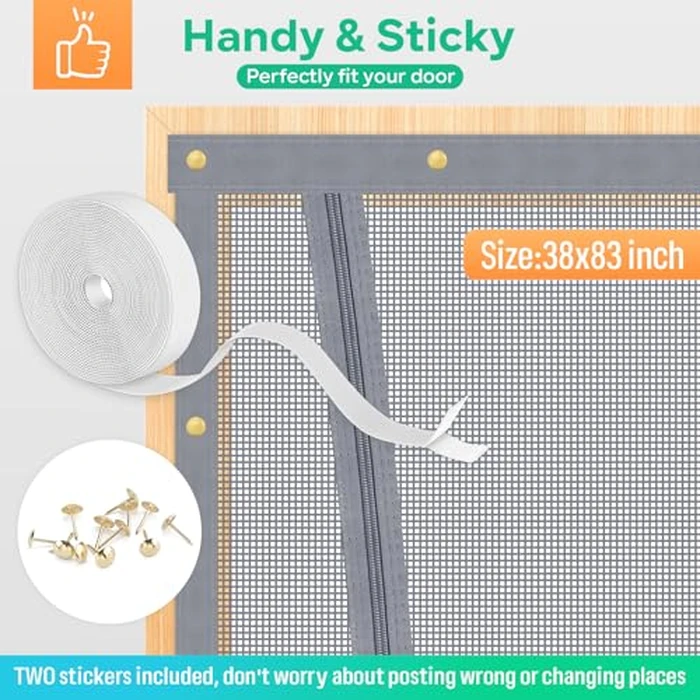 Reinforced Cat Screen Door, Fits Door Size 36''x 80'' Heavy Duty Pets Proof Screen Door with Bilateral Zipper, Prevent Dogs Cats Running Out from Home, Bedroom,Living Room by MYPIN - Image 7