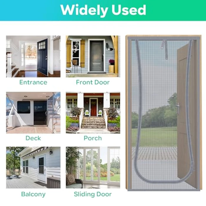 Reinforced Cat Screen Door, Fits Door Size 36''x 80'' Heavy Duty Pets Proof Screen Door with Bilateral Zipper, Prevent Dogs Cats Running Out from Home, Bedroom,Living Room by MYPIN - Image 9