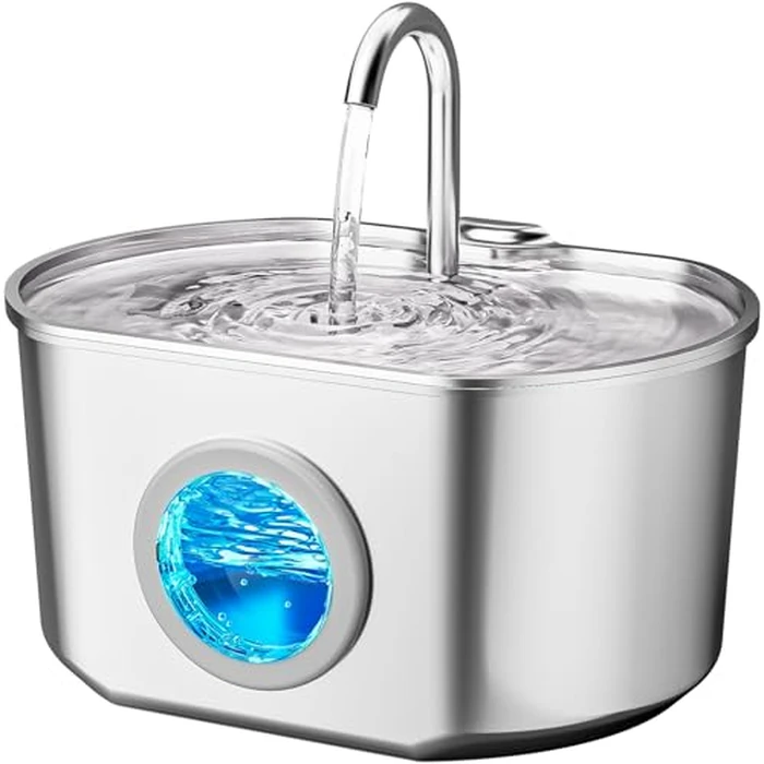 Cat Water Fountain Stainless Steel: 73oz/2.2L Cat Fountain for Drinking- Pet Water Fountain Inside - Automatic Dog Watering Dispenser Bowl - Pet Feeding & Watering Supplies by Neareal - Used - Like New condition
