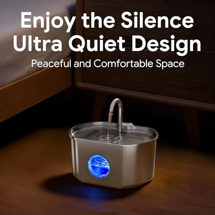 Cat Water Fountain Stainless Steel: 73oz/2.2L Cat Fountain for Drinking- Pet Water Fountain Inside - Automatic Dog Watering Dispenser Bowl - Pet Feeding & Watering Supplies by Neareal - Image 4