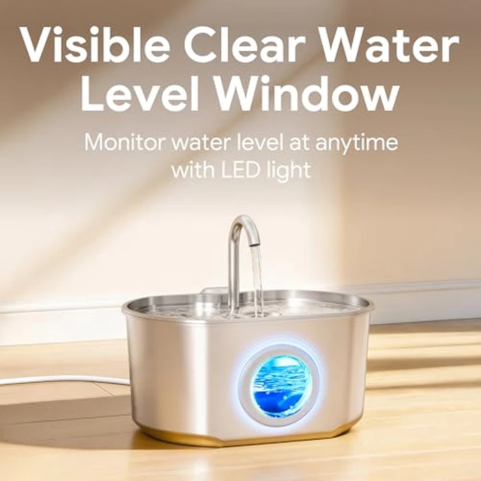 Cat Water Fountain Stainless Steel: 73oz/2.2L Cat Fountain for Drinking- Pet Water Fountain Inside - Automatic Dog Watering Dispenser Bowl - Pet Feeding & Watering Supplies by Neareal - Image 6