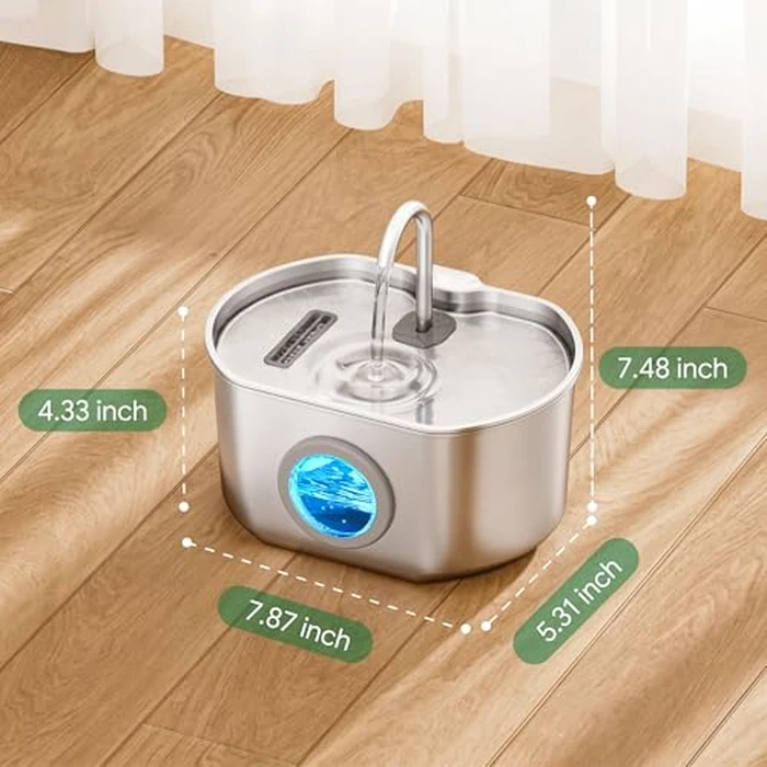 Cat Water Fountain Stainless Steel: 73oz/2.2L Cat Fountain for Drinking- Pet Water Fountain Inside - Automatic Dog Watering Dispenser Bowl - Pet Feeding & Watering Supplies by Neareal - Image 8