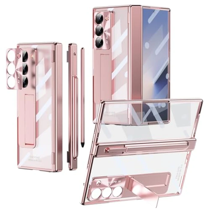 Ninki Compatible for Samsung Galaxy Z Fold 6 Case with S Pen Holder & S Pen, 5 in 1 Hinge Protective Stand Screen Protector for Samsung Z Fold 6 Phone Case - Women's Rose Pink by NINKI - Used - Acceptable condition - US$16.04