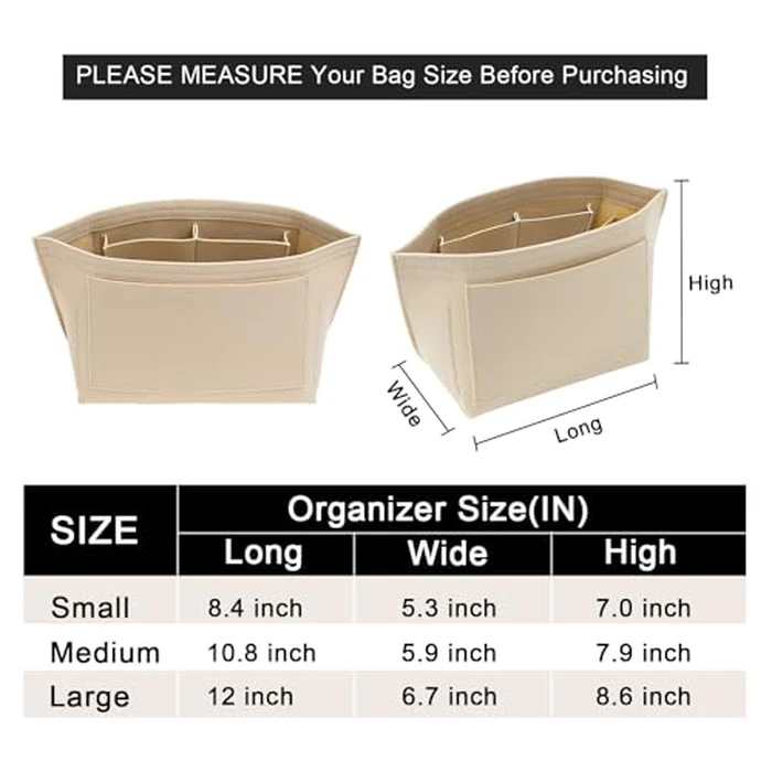 LOUKAYCCI Purse Organizer Insert for Longchamp Le Pliage S Handbag Insert Felt Long Champ Tote Bag Organizer Insert with Cup (Beige, Small) by LOUKAYCCI - Image 2