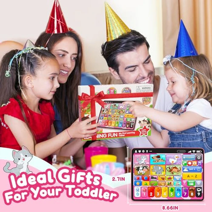 Trilingual Learning Toy Tablet with Music & Sound, Montessori Speech Therapy Toys for 1 Year Old Girl Boy Musical Baby Toy 12-18 Months Toddler Girl Toys Age 1-2 2-3 Birthday Gifts (Pink) by Peacurh - Image 7