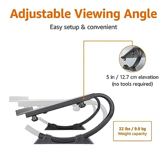 Amazon Basics - Adjustable Monitor Stand, Laptop Riser for Desk, Holds Laptops, Monitors and Printers up to 22 Pounds, Black by Amazon Basics - Image 3