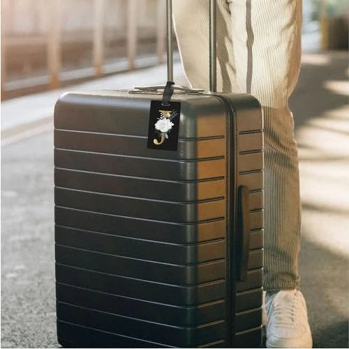 HAUYE Flower Letter J Black Luggage Cover with Luggage Tag Elastic Washable Stretch Suitcase Protector Anti-Scratch Travel Suitcase Cover for Kid and Adult M (for 22-24 inch suitcase) by HAUYE - Image 8