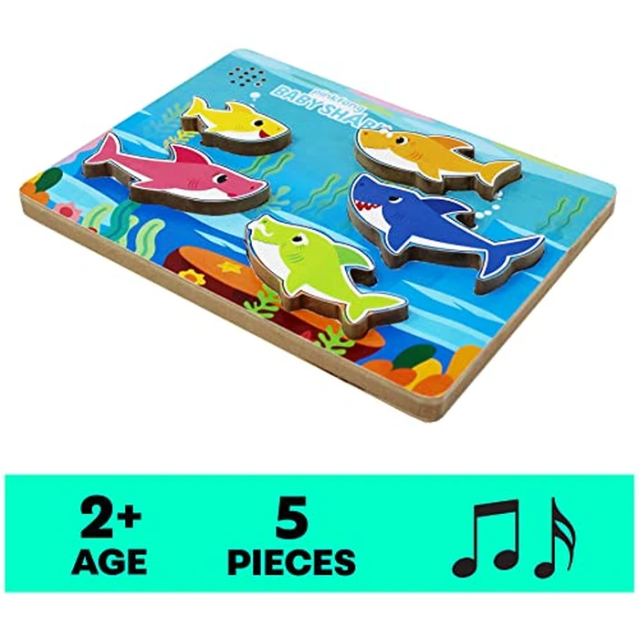 Spin Master Games, Pinkfong Baby Shark Musical Wooden Sound Puzzle, Plays Viral Song, 5 Pieces, Toddler Toys, for Ages 2 & Up by Spin Master Games - Image 2