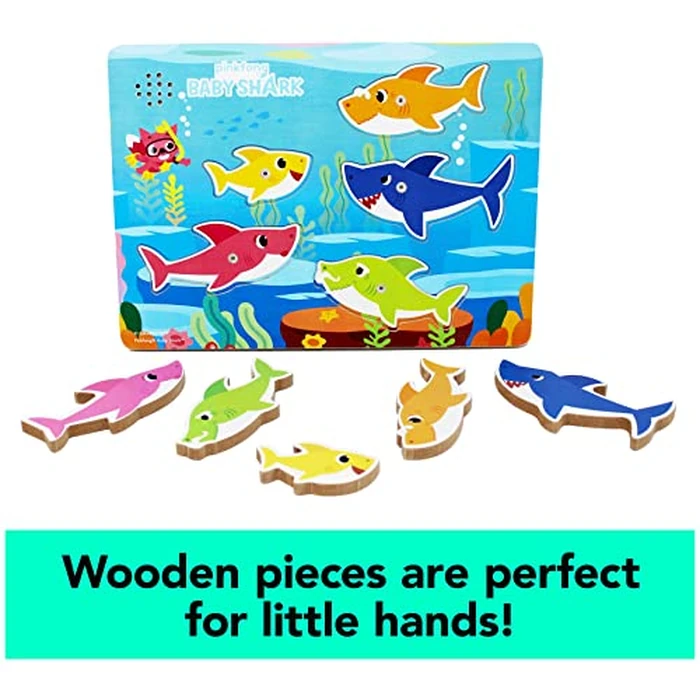 Spin Master Games, Pinkfong Baby Shark Musical Wooden Sound Puzzle, Plays Viral Song, 5 Pieces, Toddler Toys, for Ages 2 & Up by Spin Master Games - Image 4