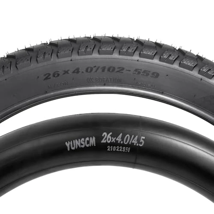 YUNSCM 2-PCS 26" Heavy Duty Fat E-Bike Tires 26 x 4.0/102-559 and Bike Tubes Scharder Valve Compatible with 26x4.0 Electric Bike, MTB, All-Terrain Directional Tread Bicycle Tires and Tubes by YunSCM - Image 7