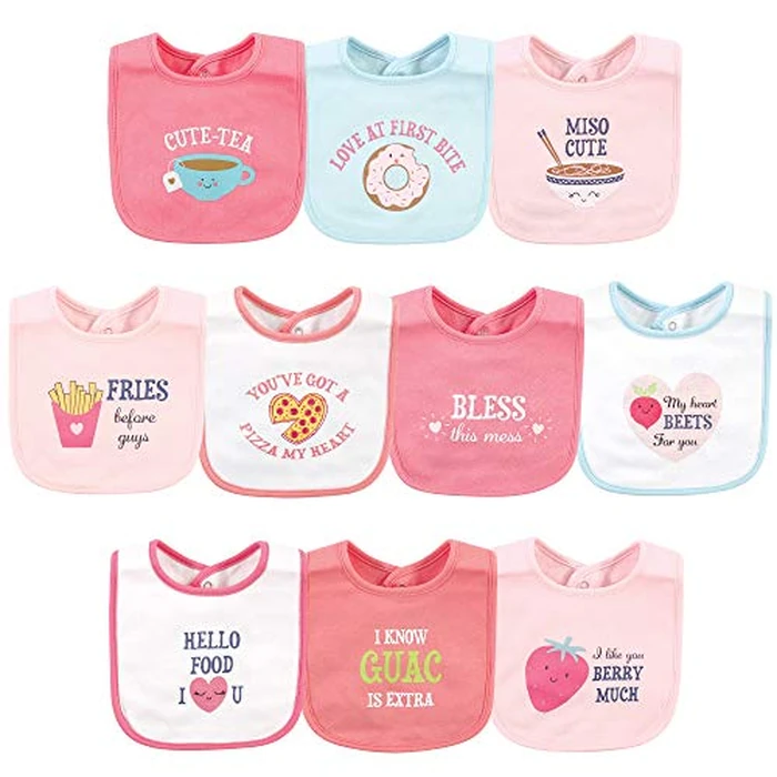 Hudson Baby Unisex Baby Cotton Bibs, Food Puns Girl, One Size by Hudson Baby - Used - Very Good condition - US$9.60