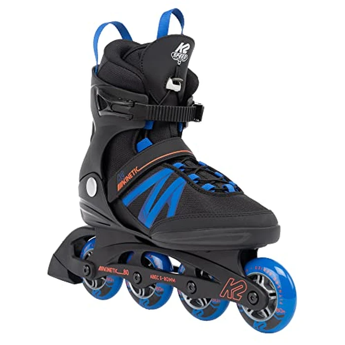 K2 Speed Lacing leasure Inline Skates Kinetic Pro 80 Blue and Red, Stability Plus Cuff, B.I Frame for Mens (7.5) by K2 - Used - Very Good condition
