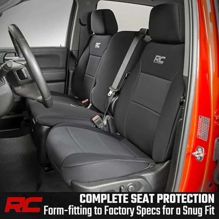 Rough Country Neoprene Seat Covers for Chevy Silverado & GMC Sierra 1500 (2019-2025) w/No Rear Seat Storage or Cup Holder - Waterproof & UV Resistant, Foam Padded, Front & Rear Seat Cover Set by Rough Country - Image 2