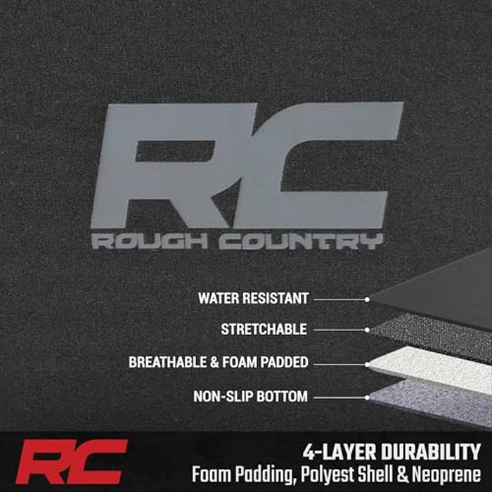 Rough Country Neoprene Seat Covers for Chevy Silverado & GMC Sierra 1500 (2019-2025) w/No Rear Seat Storage or Cup Holder - Waterproof & UV Resistant, Foam Padded, Front & Rear Seat Cover Set by Rough Country - Image 6