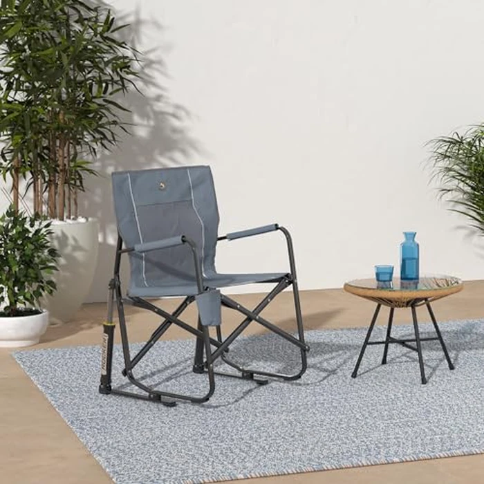 GCI Outdoor Freestyle Rocker Camping Chair | Portable Folding Rocking Chair with Solid, Durable Armrests, Drink Holder & Comfortable Backrest - Grey by GCI Outdoor - Used - Very Good condition - US$70.40