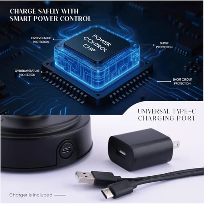 O’Bright Seraph mini - Cordless LED Table Lamp with Dimmer, Built-in Rechargeable Battery, 3-Level Brightness, Patio Table Lamp, Bedside Night Lamp, Ambient Light for Restaurant, Black by O'Bright - Image 3