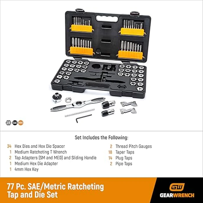 GEARWRENCH 77 Piece SAE/Metric Ratcheting Tap and Die Set -3887 by GEARWRENCH - Image 2