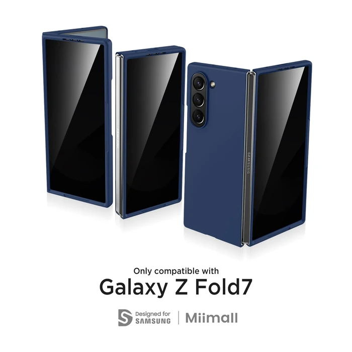 Miimall for Samsung Galaxy Z Fold 7 Case with Privacy Screen Protector, Full Body Ultra Thin Pocket-Friendly Matte Skin Feeling Back Drop Proof Cover for Galaxy Z Fold 7 Blue by Miimall - Image 2
