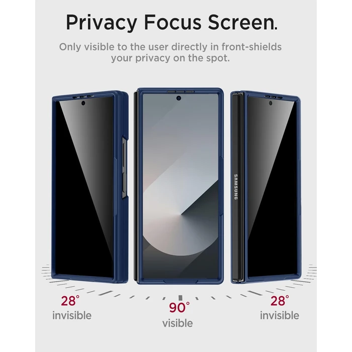 Miimall for Samsung Galaxy Z Fold 7 Case with Privacy Screen Protector, Full Body Ultra Thin Pocket-Friendly Matte Skin Feeling Back Drop Proof Cover for Galaxy Z Fold 7 Blue by Miimall - Image 3