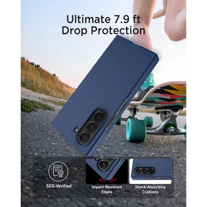 Miimall for Samsung Galaxy Z Fold 7 Case with Privacy Screen Protector, Full Body Ultra Thin Pocket-Friendly Matte Skin Feeling Back Drop Proof Cover for Galaxy Z Fold 7 Blue by Miimall - Image 7