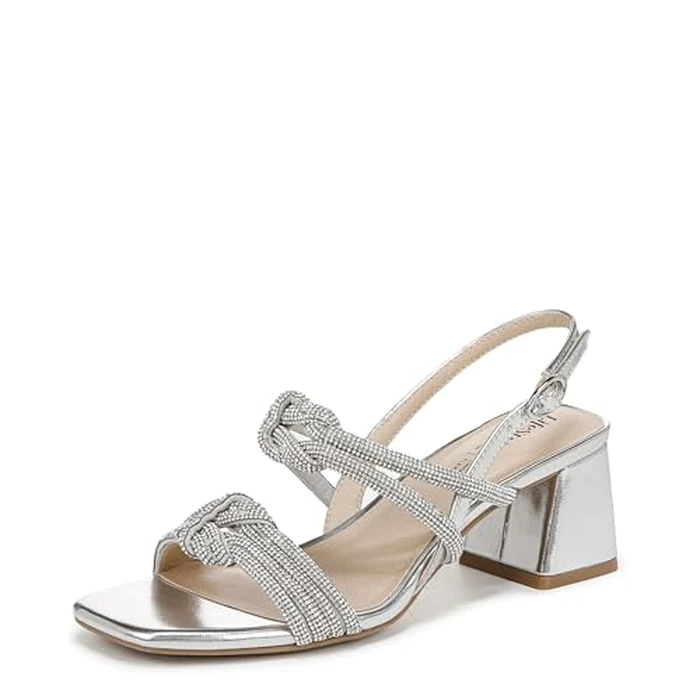 LifeStride Women's Celeste Heeled Sandal, Silver Metallic, 8.5 Wide by LifeStride - Used - Very Good condition