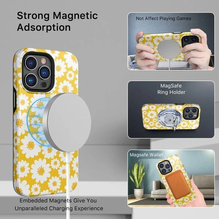 MyBatPro MyBatPro Fuse Series with Magsafe Phone Case for iPhone 14 Pro - Yellow Daisy by MyBatPro - Image 6