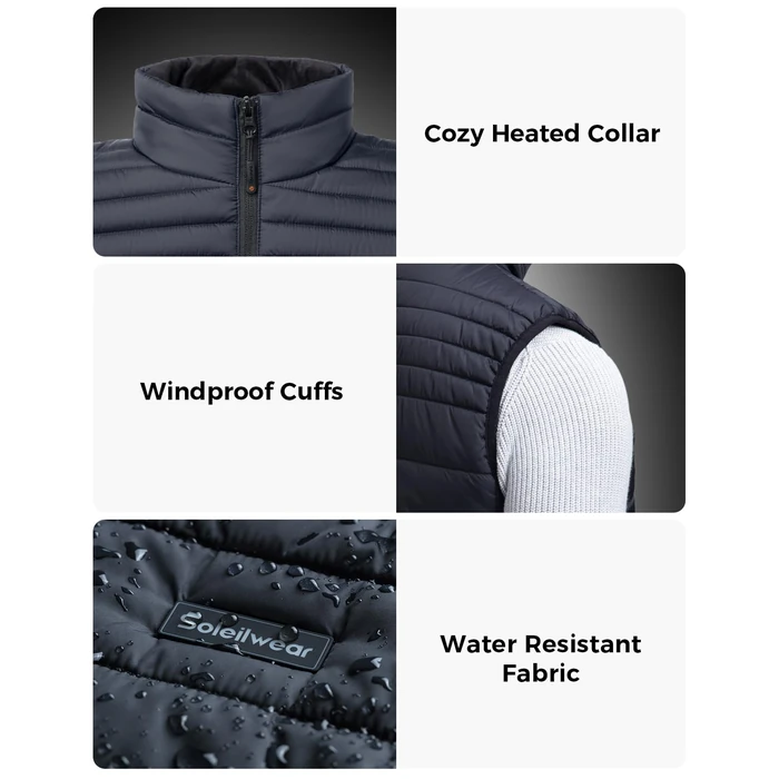 Soleilwear Mens Heated Vest with 12000mAh Battery, 9 Heated Zones Lightweight Rechargeable Vest for Camping Ski Outdoor by Soleilwear - Image 5