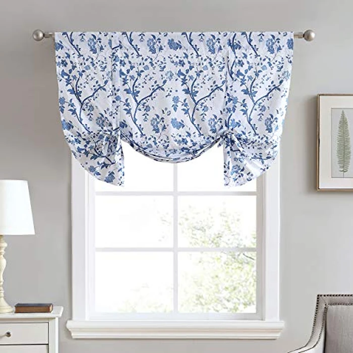 Laura Ashley Home - Cotton Pole Top Valance, Stylish & Lightweight Window Treatment for Home Decor (Elise Blue, 50" x 25") by Laura Ashley - Used - Like New condition