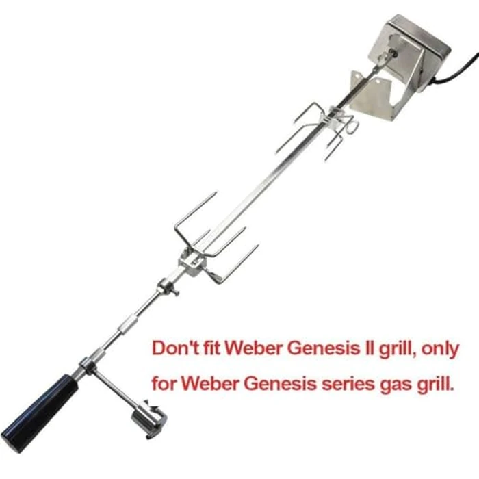 onlyfire Stainless Steel BBQ Rotisserie Kit for Weber Genesis 310/330(Year Under 2016), Spirit 310/330 Series Gas Grills - 3/8" Square Spit Rod by onlyfire - Image 3