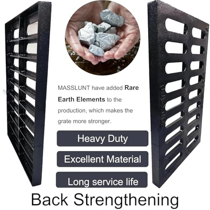 MASSLUNT Cast Iron Drain Grate 20x12 in, C-Class 56200 lbs Heavy-Duty Driveway Channel Cover, Outdoor Trench Drainage Grate, Black Rectangle Metal Sewer Cover for Garage (True 19.7x11.8) by masslunt - Image 4