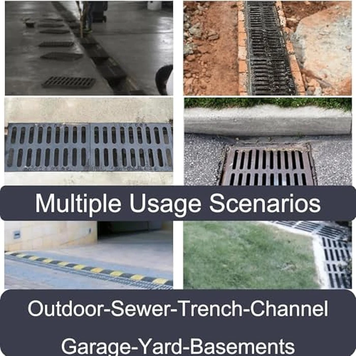 MASSLUNT Cast Iron Drain Grate 20x12 in, C-Class 56200 lbs Heavy-Duty Driveway Channel Cover, Outdoor Trench Drainage Grate, Black Rectangle Metal Sewer Cover for Garage (True 19.7x11.8) by masslunt - Image 5