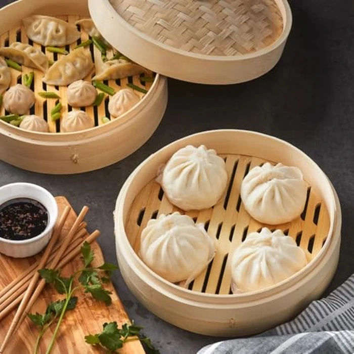 10 Inch Bamboo Steamer Basket - 2 Tier Dumpling Cooker for Dim Sum, Bao Buns & Vegetables, Natural Bamboo Basket for Home Cooking, Fits Wok & Pan by CUISINE TALENT - Image 3