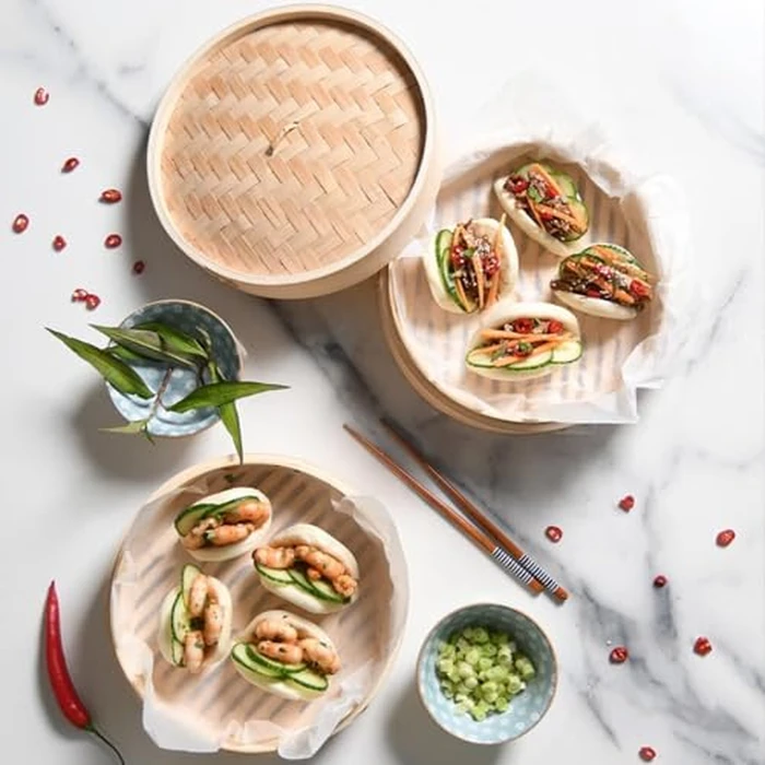 10 Inch Bamboo Steamer Basket - 2 Tier Dumpling Cooker for Dim Sum, Bao Buns & Vegetables, Natural Bamboo Basket for Home Cooking, Fits Wok & Pan by CUISINE TALENT - Image 4