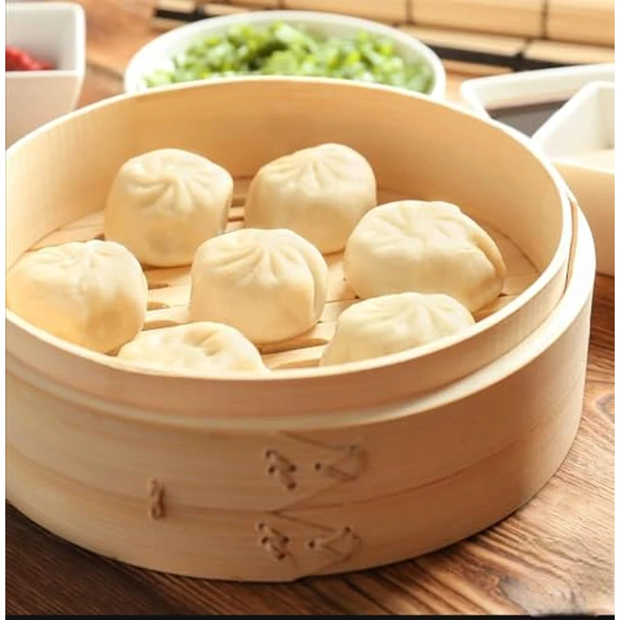 10 Inch Bamboo Steamer Basket - 2 Tier Dumpling Cooker for Dim Sum, Bao Buns & Vegetables, Natural Bamboo Basket for Home Cooking, Fits Wok & Pan by CUISINE TALENT - Image 6