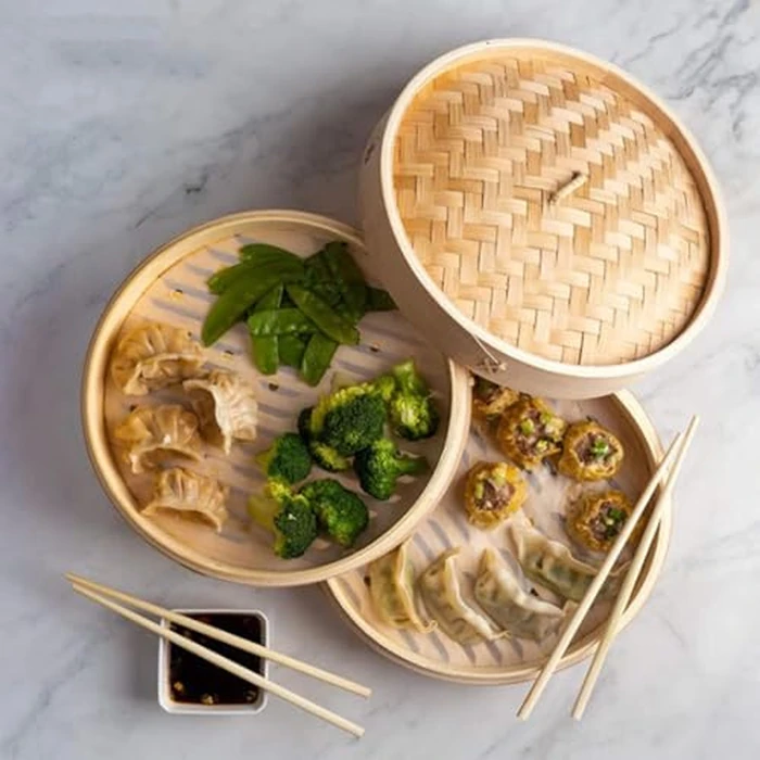 10 Inch Bamboo Steamer Basket - 2 Tier Dumpling Cooker for Dim Sum, Bao Buns & Vegetables, Natural Bamboo Basket for Home Cooking, Fits Wok & Pan by CUISINE TALENT - Image 7