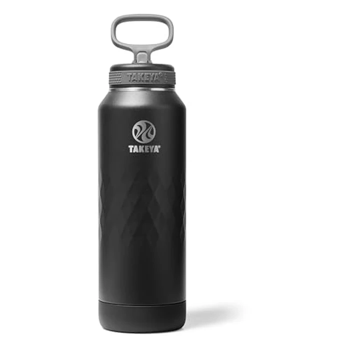 Takeya Sport Insulated Water Bottle with Straw Lid (40 oz, Obsidian) - Triple Wall, Leakproof, Stainless Steel Water Bottle for Gym & Outdoor Use by Takeya - Image 1