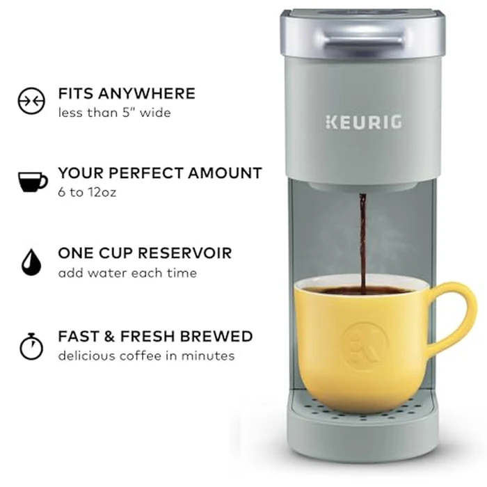 Keurig K-Mini Single Serve K-Cup Pod Coffee Maker, 6 to 12oz Brew size, with Cord Storage, Perfect for Small Spaces, Studio Gray by Keurig - Image 2