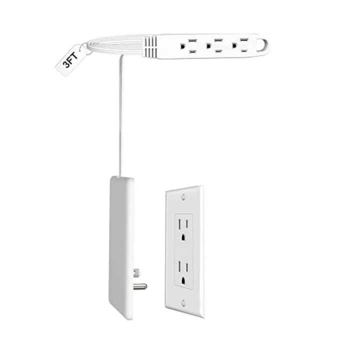 CABOCASA 3FT Ultra Flat Plug Extension Cord Power Strip with Multi Outlets, Patented Detachable Ultra-Thin Outlet Concealer & Ultra-Flat Plug, Ideal for Home Improvement, Hide Bulky and Messy Cords by CABOCASA - Used - Like New condition - US$8.99