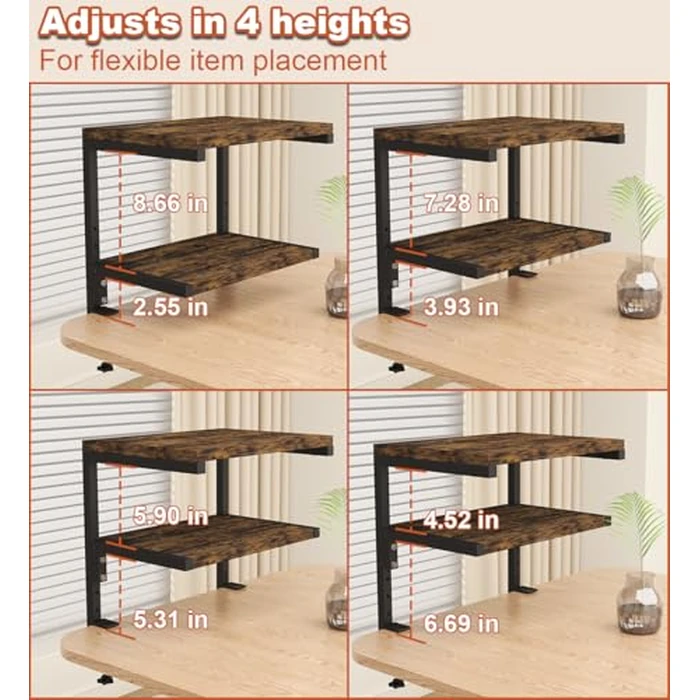 Mondazie Clamp on Desk Organizer Shelf, Heavy-Duty Desk Extender Side Table with 2-Tier Adjustable Storage Shelves for Desktop Accessories, Gaming Devices, Black by Mondazie - Image 5