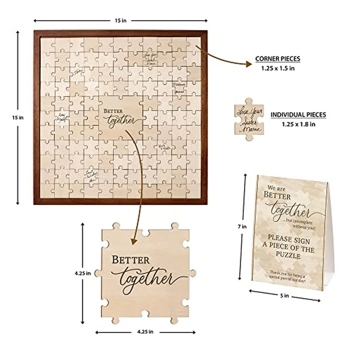 Lillian Rose Puzzle Guest Book for an Alternative Wedding Guestbook, One Size, Clear by Lillian Rose - Image 3